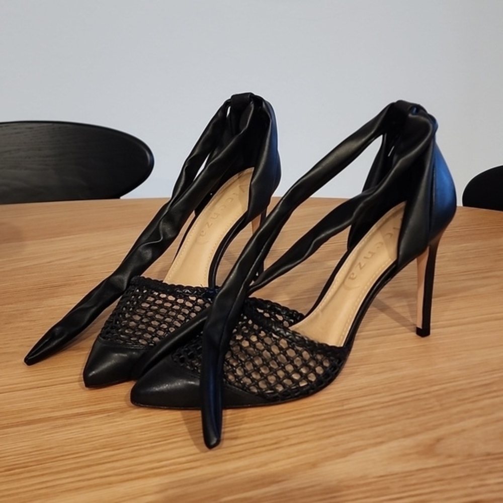 Anthropologie Black Mesh Heels